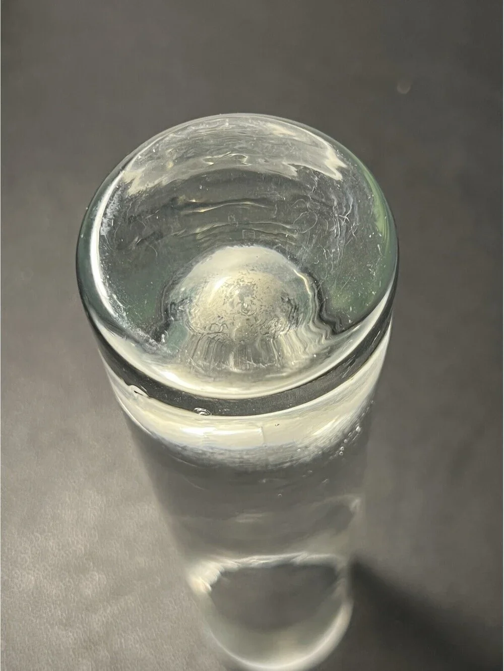 Krosno Poland 1970s Glass Cylinder Bud Vase Clear Controlled Bubble, 8.75x2”